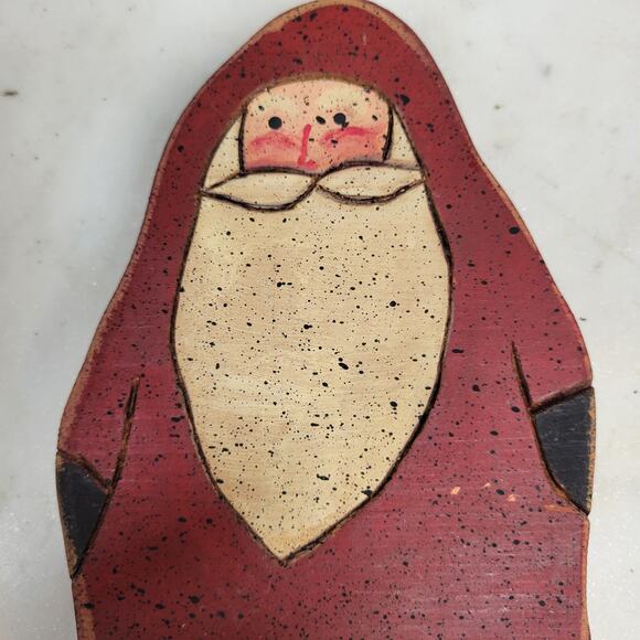 VTG Wooden Carved Santa Figure 6.5" Handpainted Christmas Folk Art Signed '91 - Picture 7 of 12
